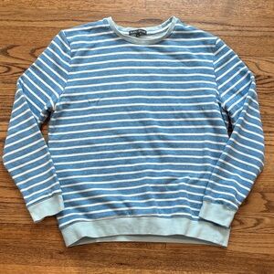 Slate & Stone Light Blue & White Striped Crewneck Sweater XL